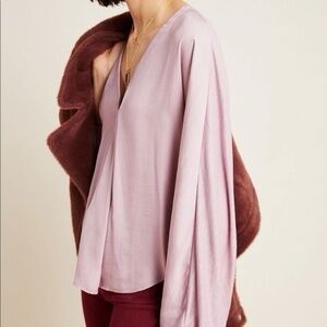 Anthropologie Dolan Soft Mauve V-Neck Top, Size Small